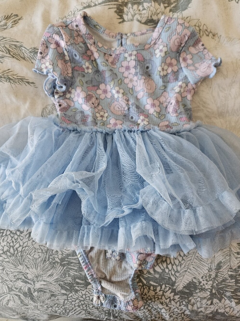 Disney Light Blue Floral Tulle Skirted Romper